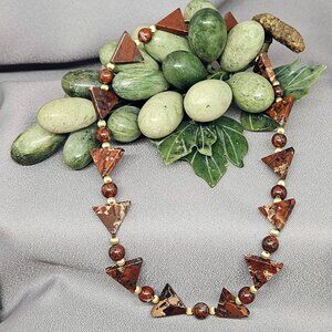 Necklace, Natural Brecciated Jasper Gemstone Beads, Handmade, 17.5" long